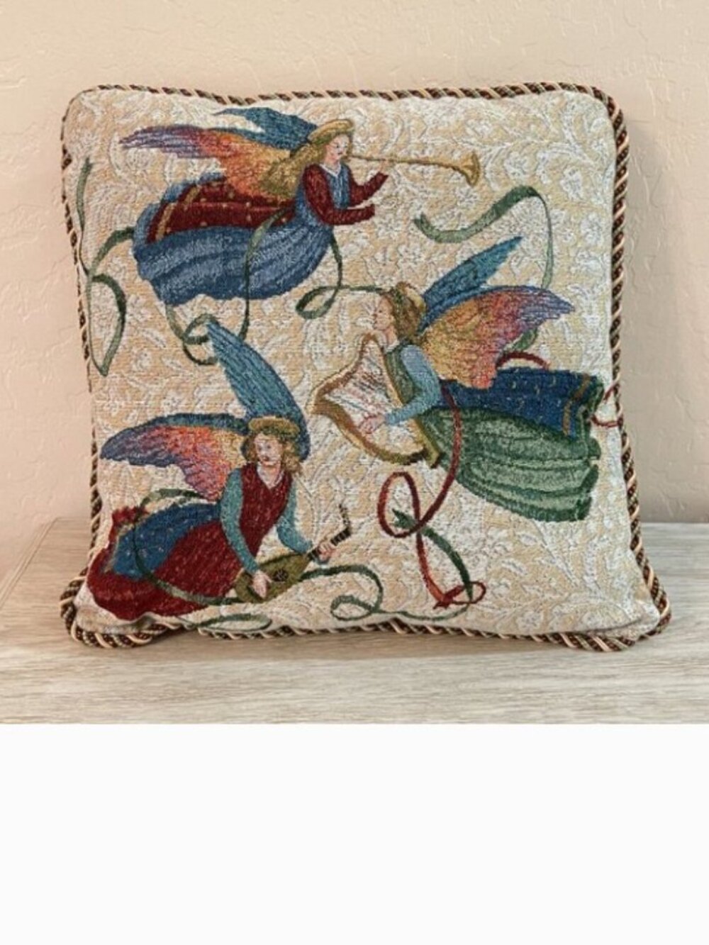 Throw Accent Pillow Christmas Angels Holiday Tapestry